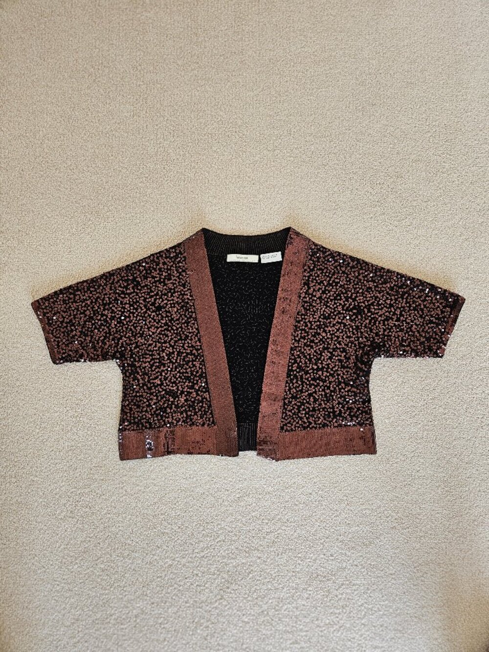 Neiman Marcus Brown Cashmere Embellished Bolero Small
